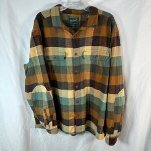 Woolrich Oxbow Bend Flannel Shirt Mens XL Multicolor Plaid Cotton Elbow Patch